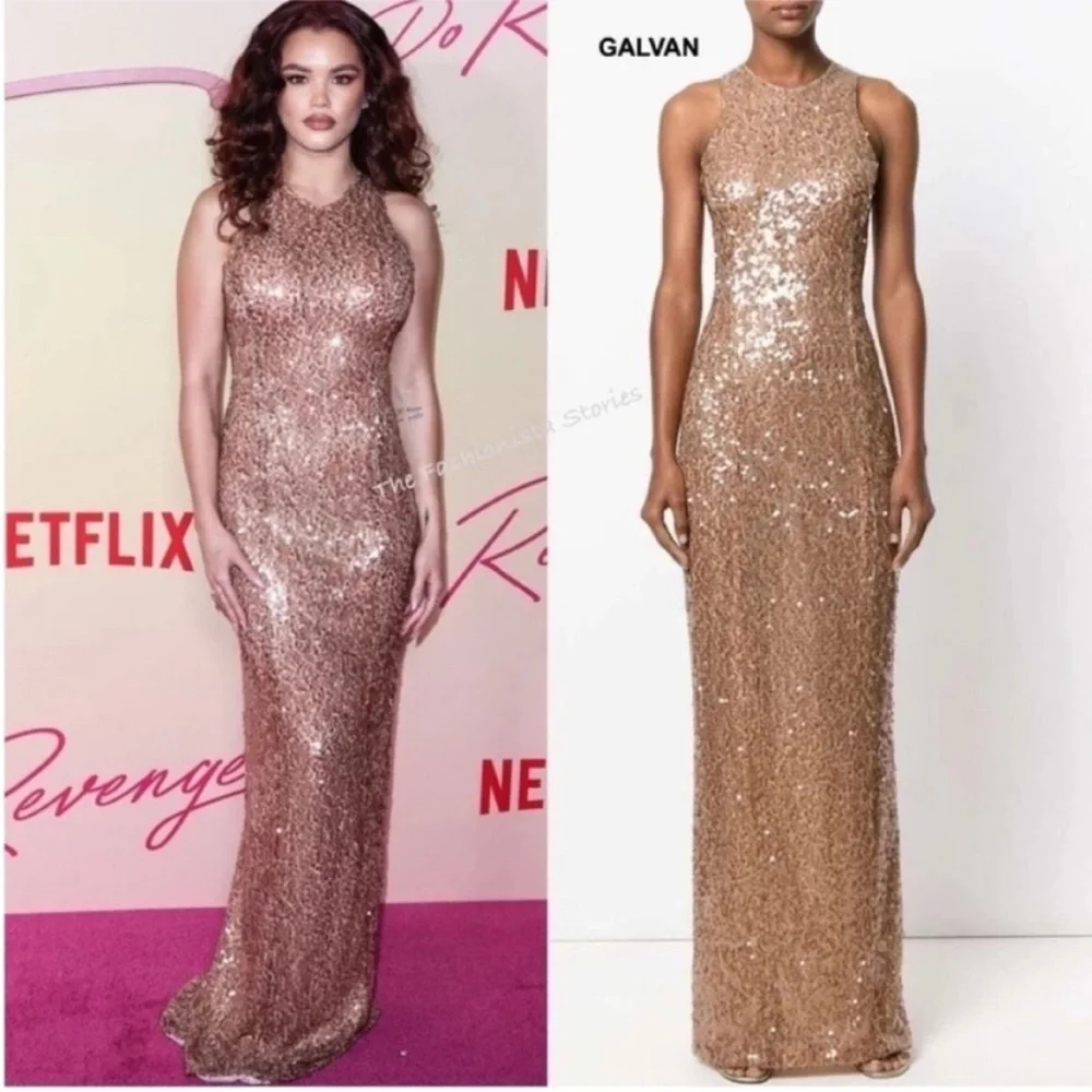 Galvan London Sequin Racerback Column Gown - Picture 5 of 12